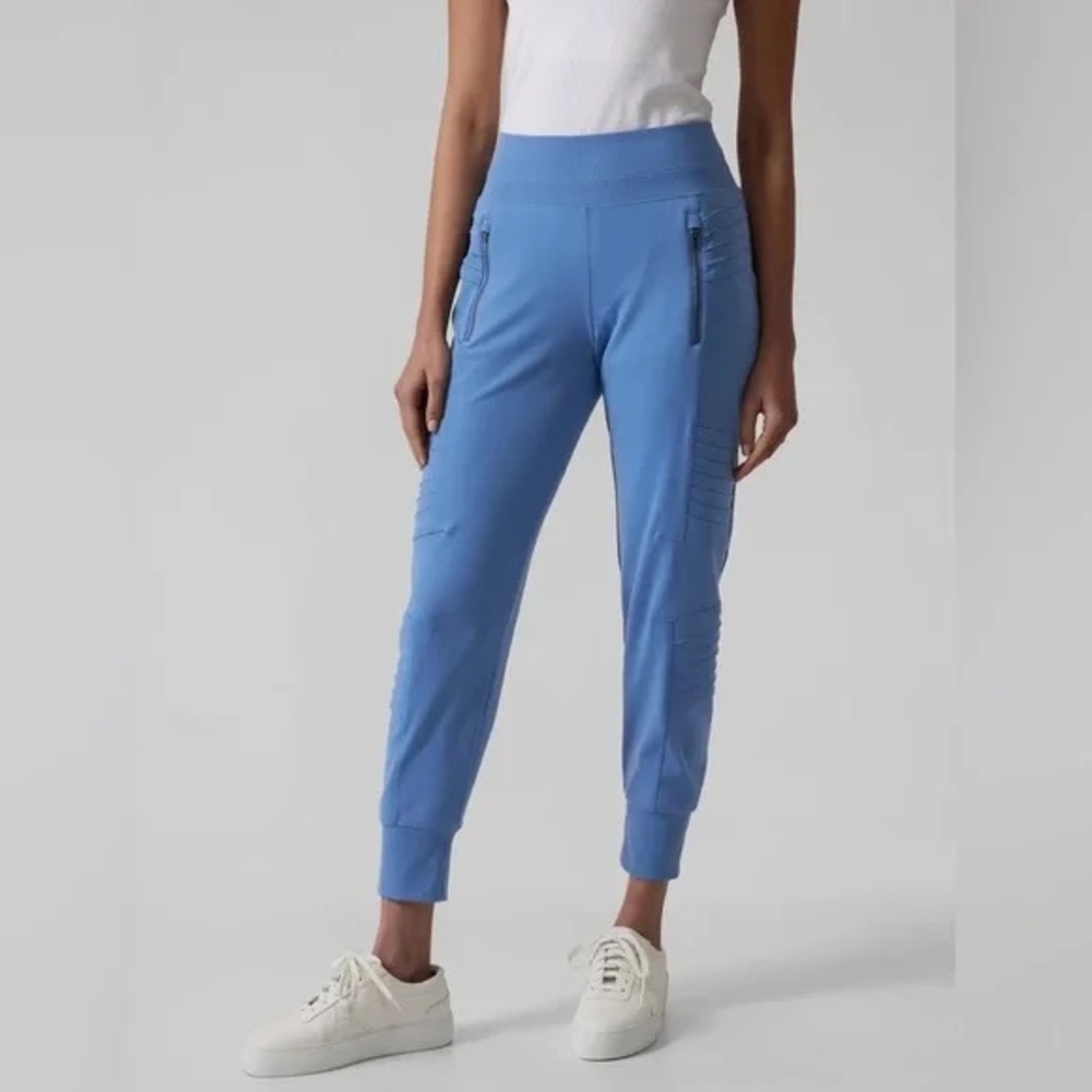 ATHLETA Venice Moto Jogger High Rise Tall Blue Athleisure Pants Size L